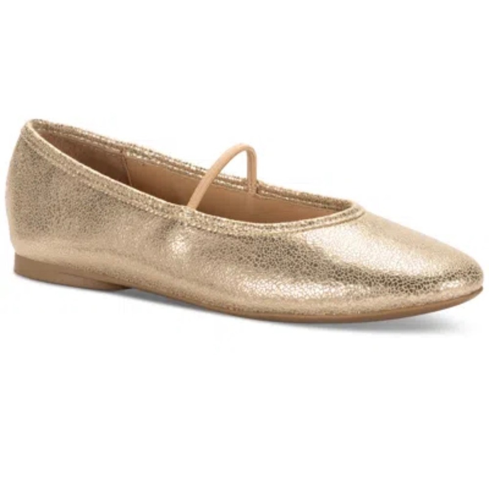 Wild Pair Gold Metallic Ballet Flats Mary Jane Strap Size 7